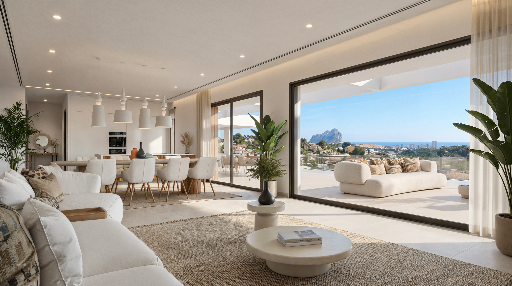 Villa mediterránea con orientación sur y vistas panorámicas
